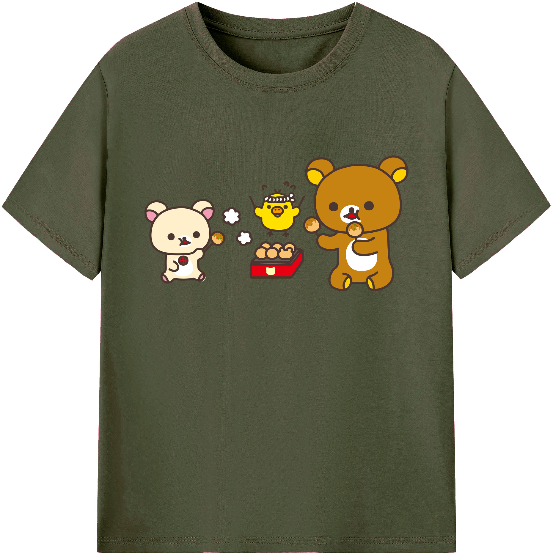（画像用） リラックマ リラックマ キイロイトリ Rilakkuma Korilakkuma Kiiroitori 綿100％ メンズ半袖Tシャツ｜肌触りやわらか＆通気性